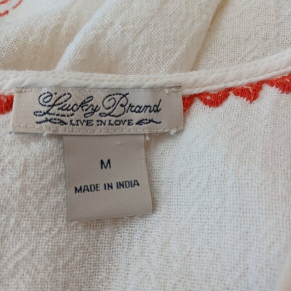 Lucky Brand Top Embroidered Tank Boho Colorful Cotton Womens Medium - Picture 5 of 12